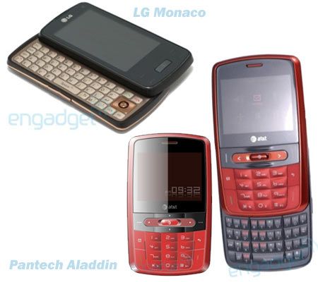 pantech crux texting. Pantech Aladdin and LG Monaco