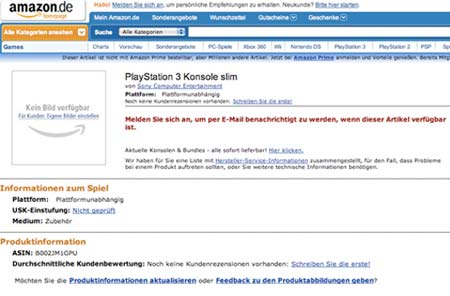 pin roddel Hilarisch Amazon Germany list the PS3 Slim - TechGadgets