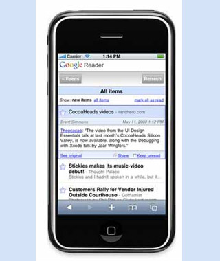 iPhone Google reader