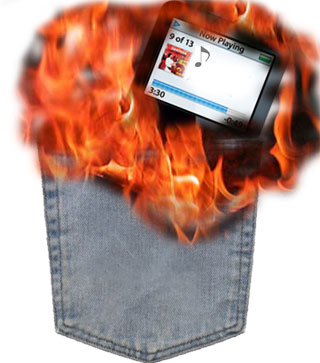 iPod Nano catchees Fire in the pocket