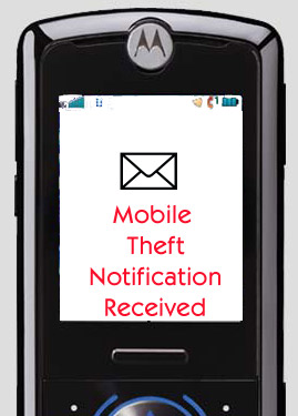 Mobile Phone Receiving theft notification alert
