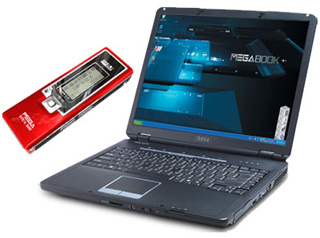 MSI Mega Stick 528 MP3 Player and the MSI Notebook