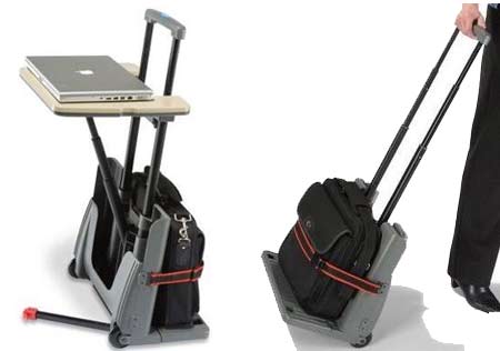 Rolling Luggage Cart with Pop-up Desk
