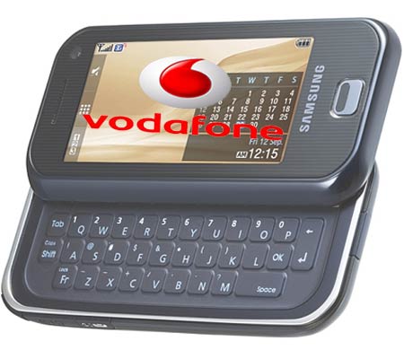 Samsung F700 Smartphone and Vodafone logo