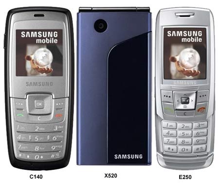 Samsung SGH-E250, X520 and C140 Mobile Phones