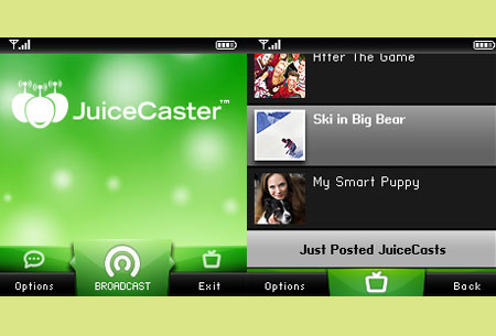 Screenshots of JuiceCaster