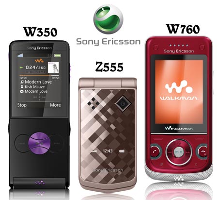 Sony Ericsson Z555, W350 and W760 Mobile Phones