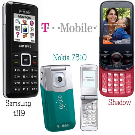 T-Mobile Shadow, Samsung t119 and Nokia 7510