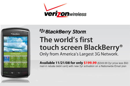 Verizon BlackBerry Storm smartphone
