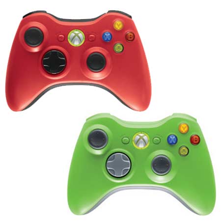 Xbox 360 Red and Green Controllers