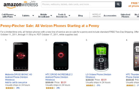 Amazon Verizon One Penny Phones