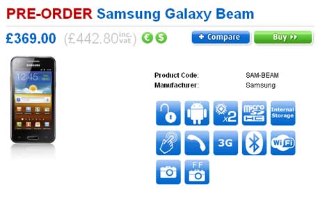 Samsung Galaxy Beam price and availability details revealed - TechGadgets