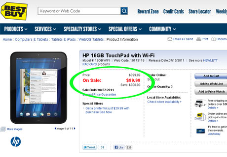HP 16GB Touchpad Best Buy